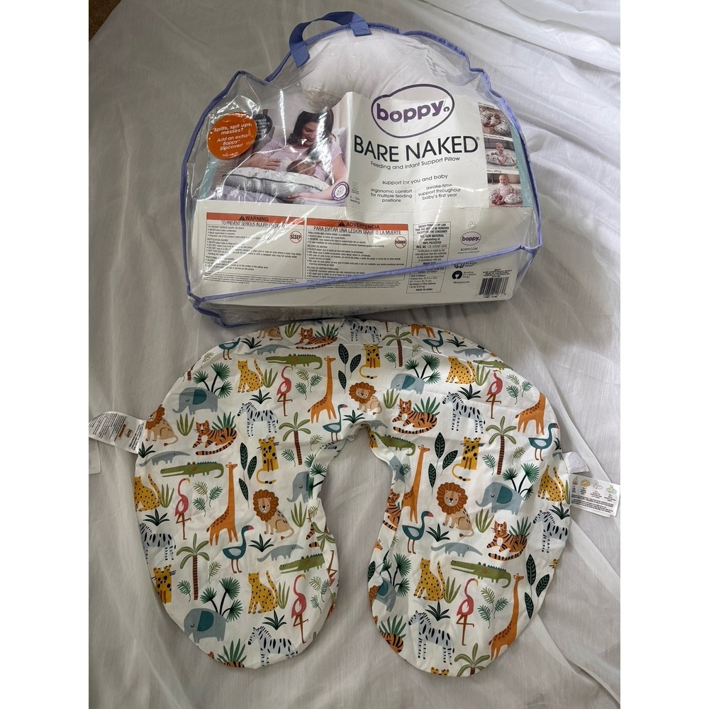 Boppy Bare Naked Nursing Breast Feeding Infant Support Pillow + Animal Cover